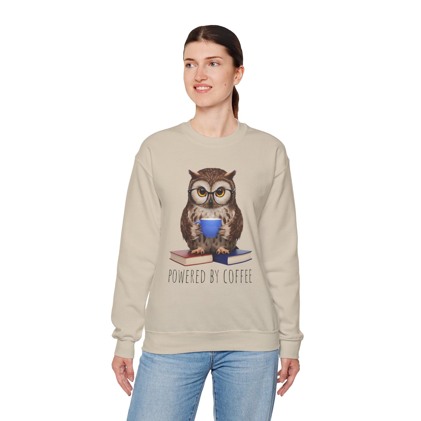 Powered by Coffee Blue Design Unisex Heavy Blend Sweatshirt
