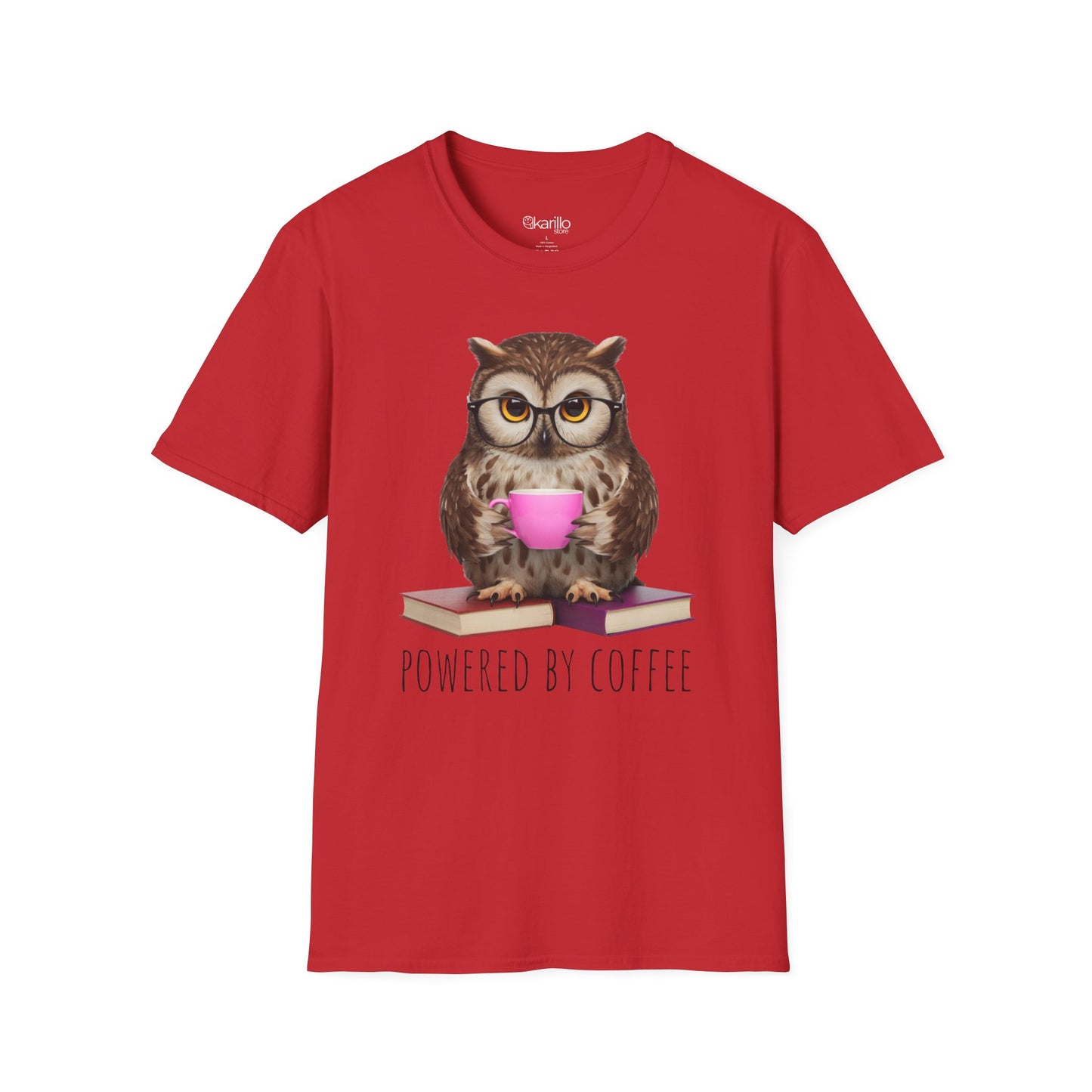 Owl Powered by Coffee Pink Unisex T-Shirt