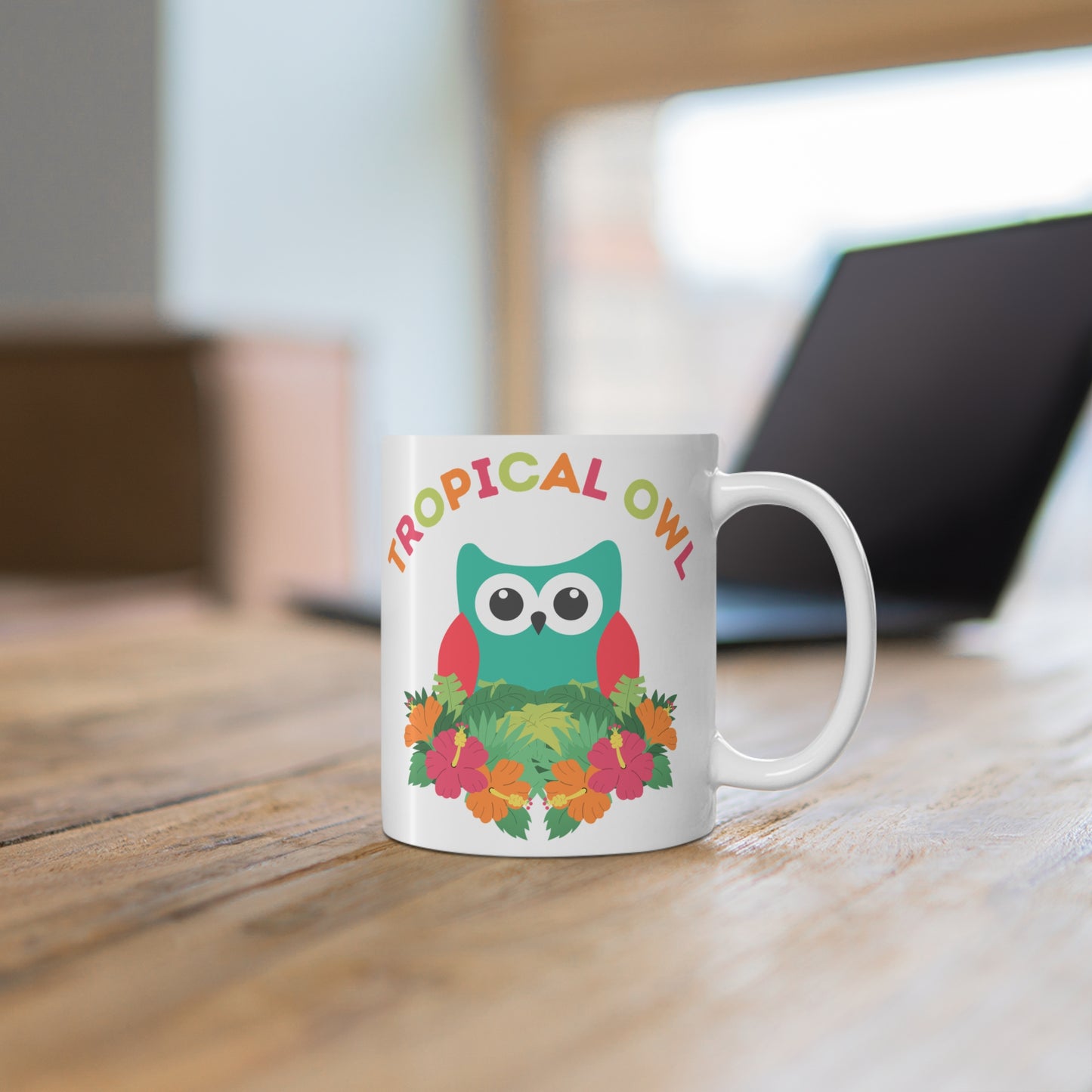 Tropical Owl Mug for Bird Lovers – Colorful Owl Coffee Mug | Birdwatching Gift
