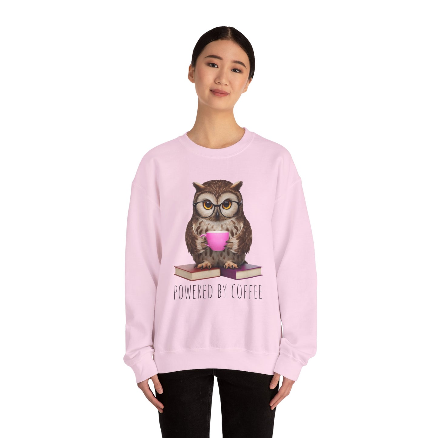 Powered by Coffee Pink Design Unisex Heavy Blend Sweatshirt