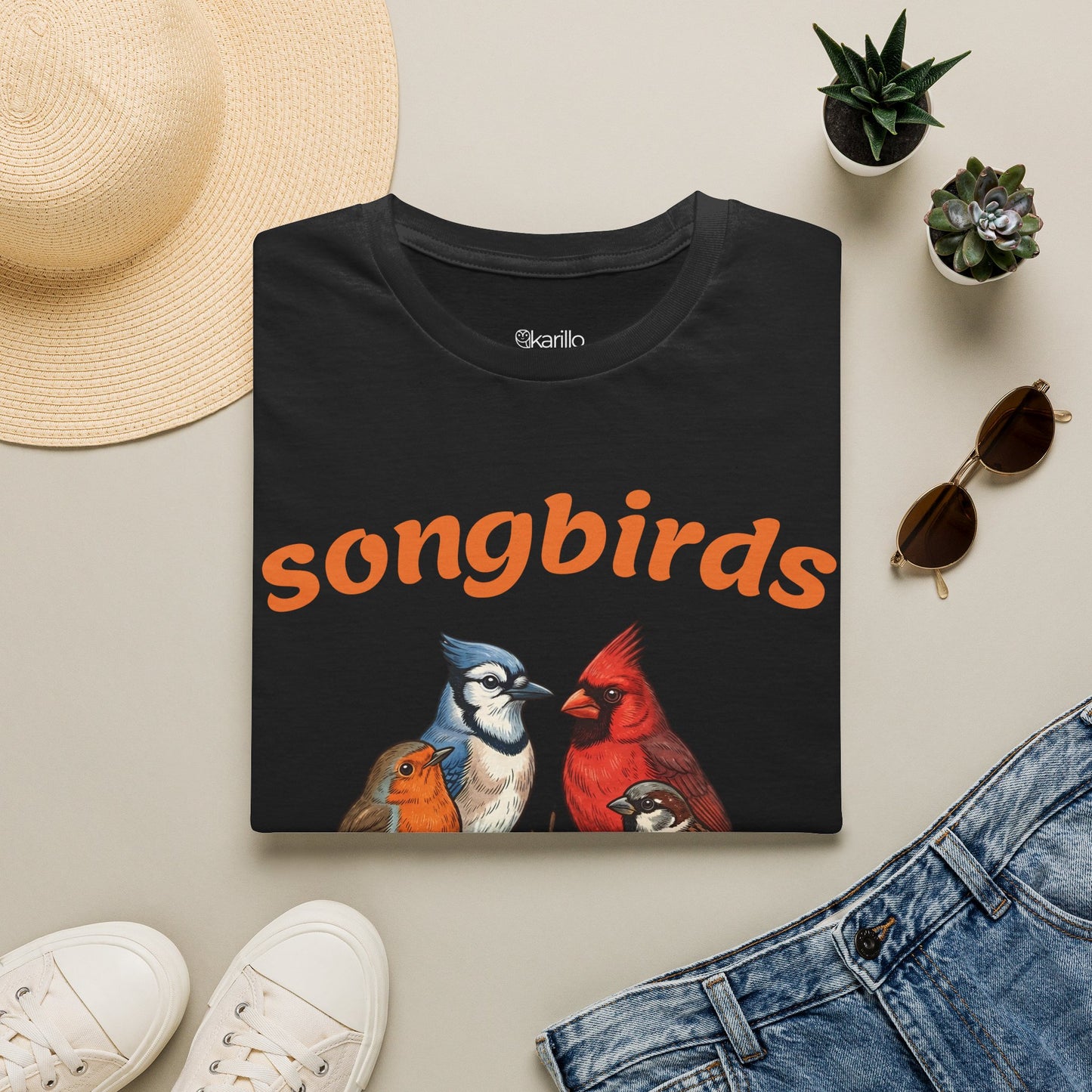 North American Songbirds Vintage T-Shirt – Retro Field Guide Illustration Tee for Bird Lovers