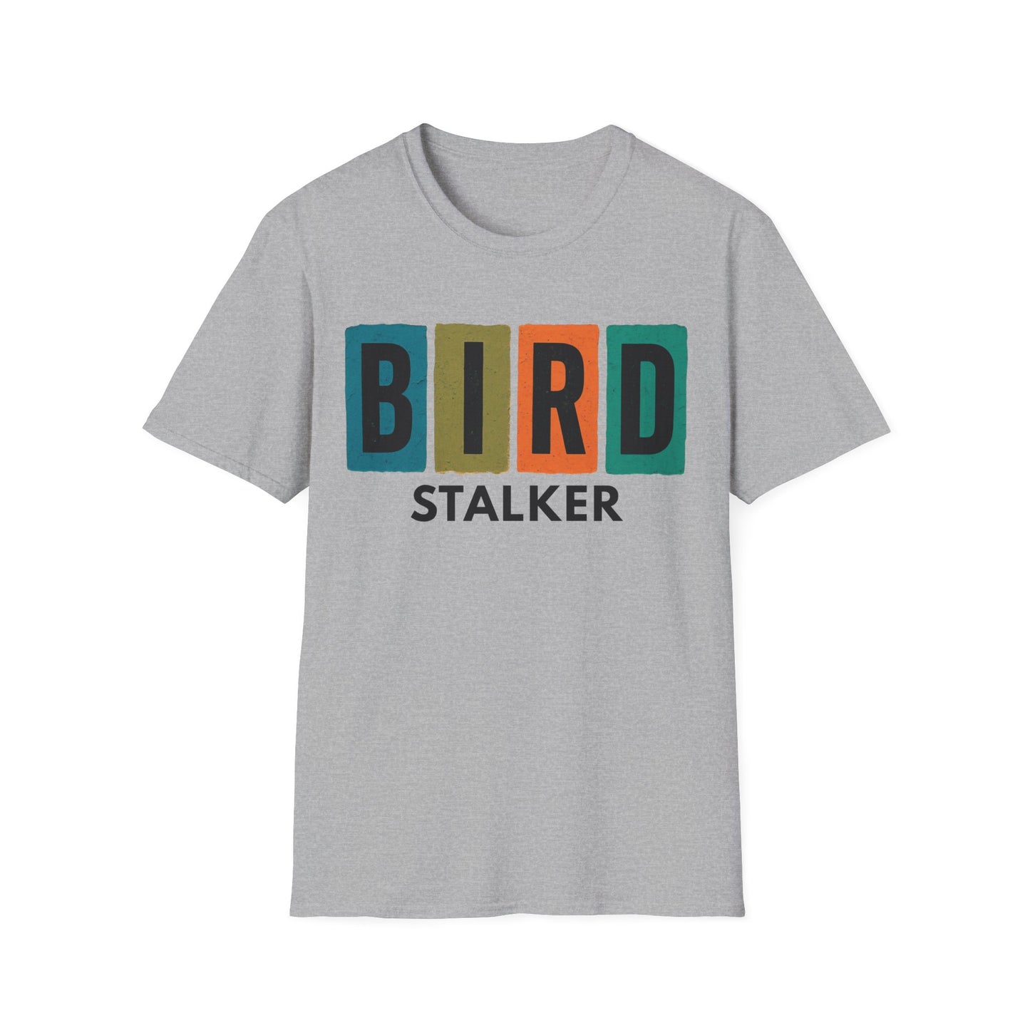 Bird Stalker T-Shirt — Retro Block Letter Birdwatching Tee