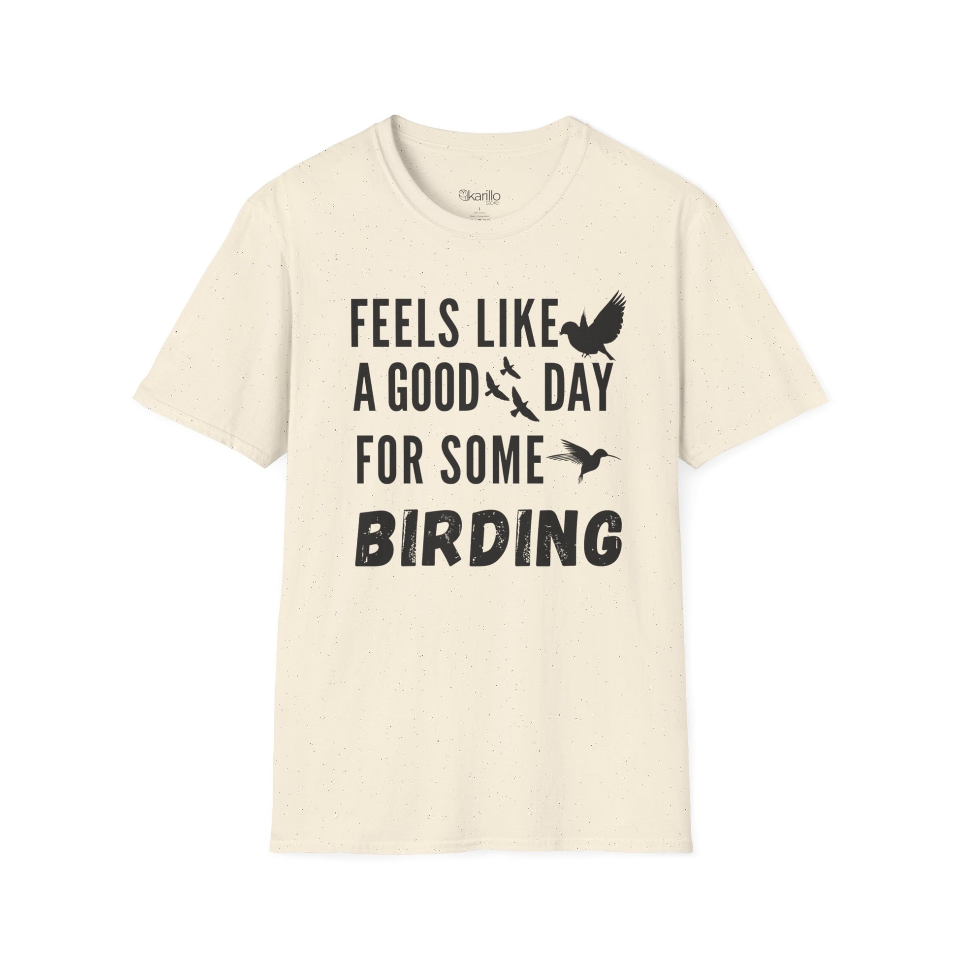 Front view of Feels Like a Good Day Birding Graphic T-Shirt natural color