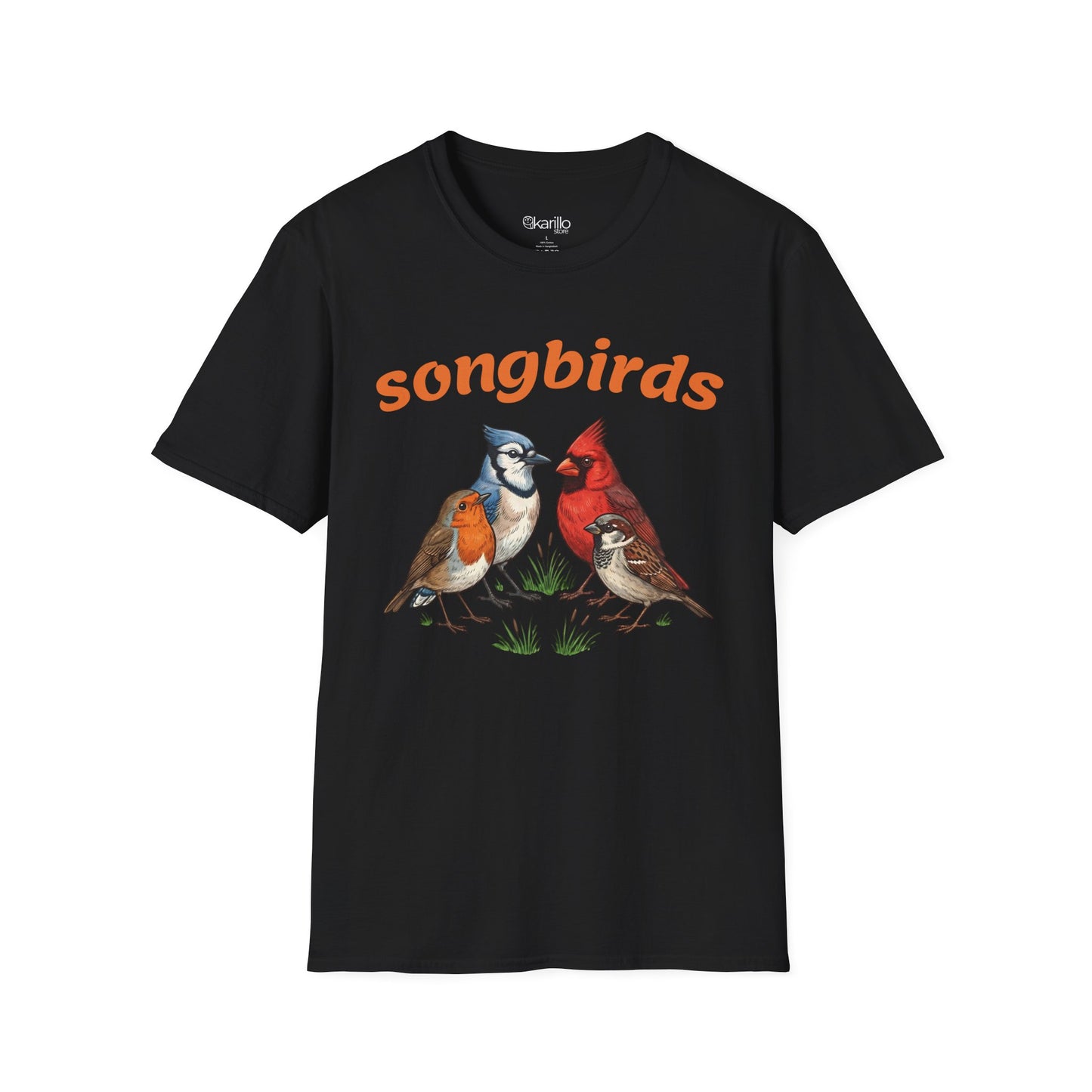 North American Songbirds Vintage T-Shirt – Retro Field Guide Illustration Tee for Bird Lovers