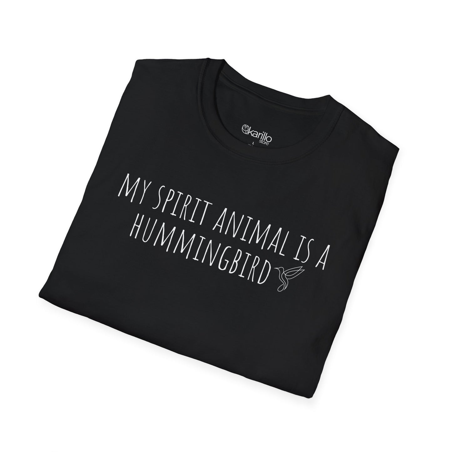 Folded view of My Spirit Animal Is a Hummingbird graphic unisex t-shirt