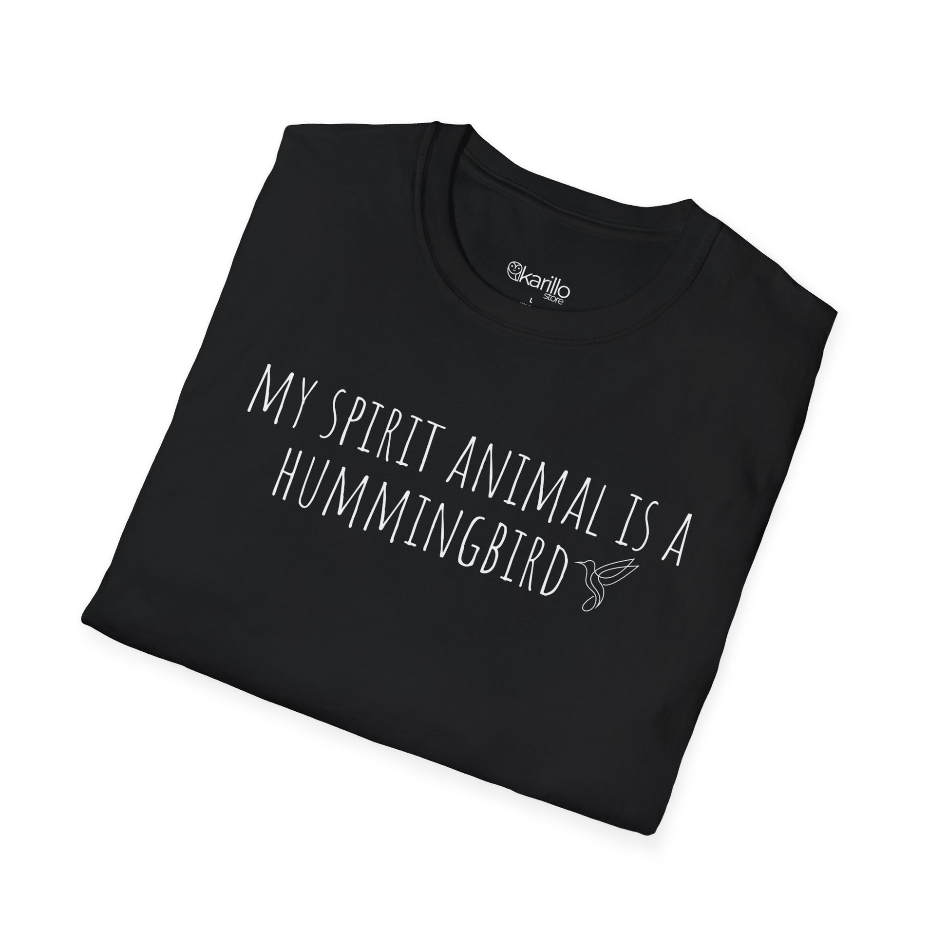 Folded view of My Spirit Animal Is a Hummingbird graphic unisex t-shirt