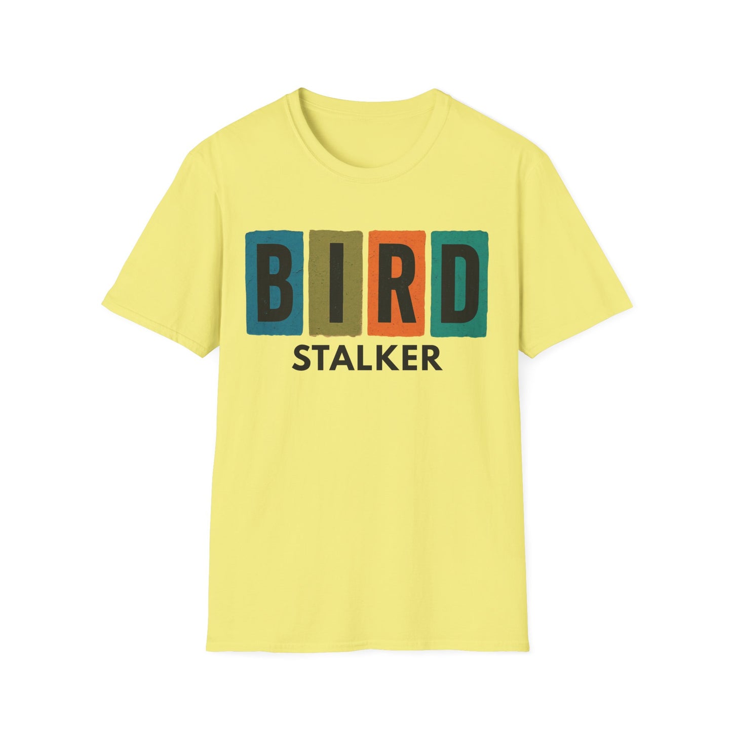 Bird Stalker T-Shirt — Retro Block Letter Birdwatching Tee