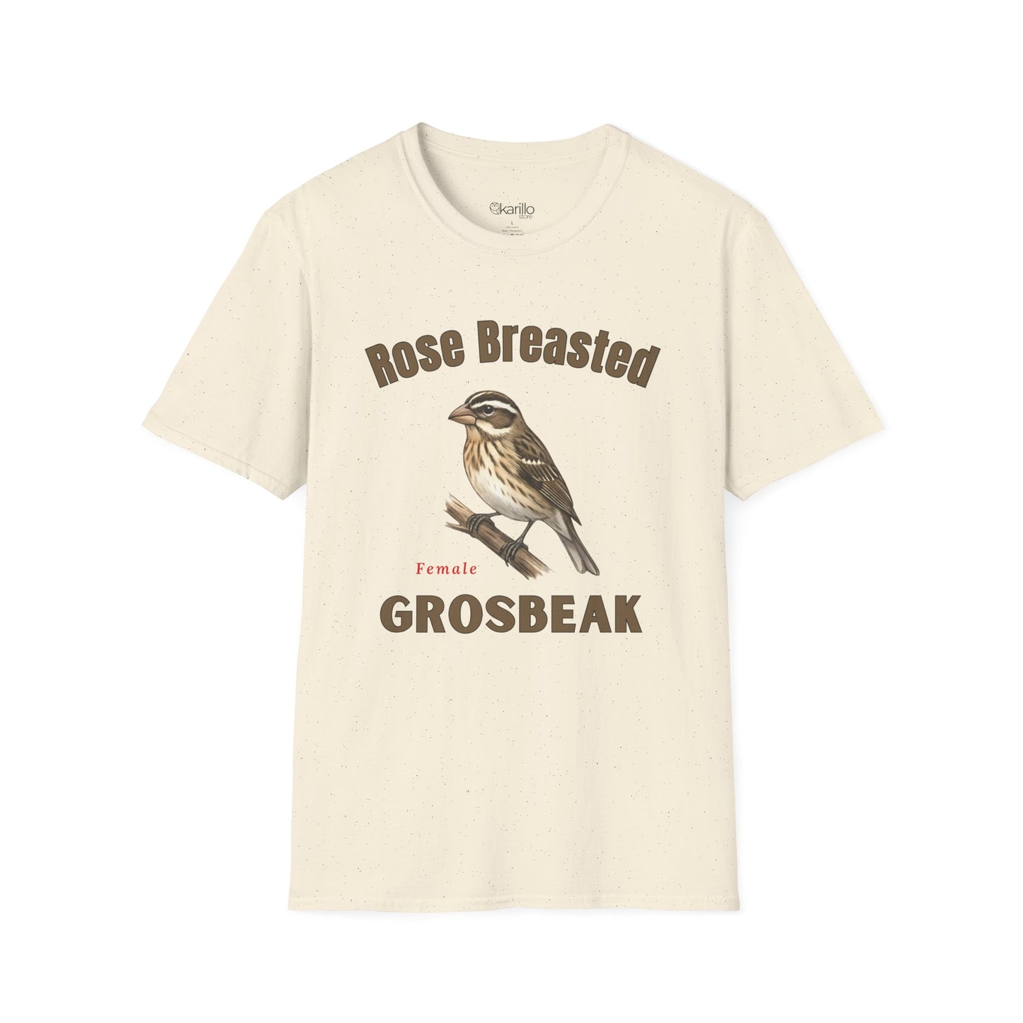 Rose-Breasted Grosbeak Female T-Shirt — Vintage Bird Illustration Tee for Birdwatchers