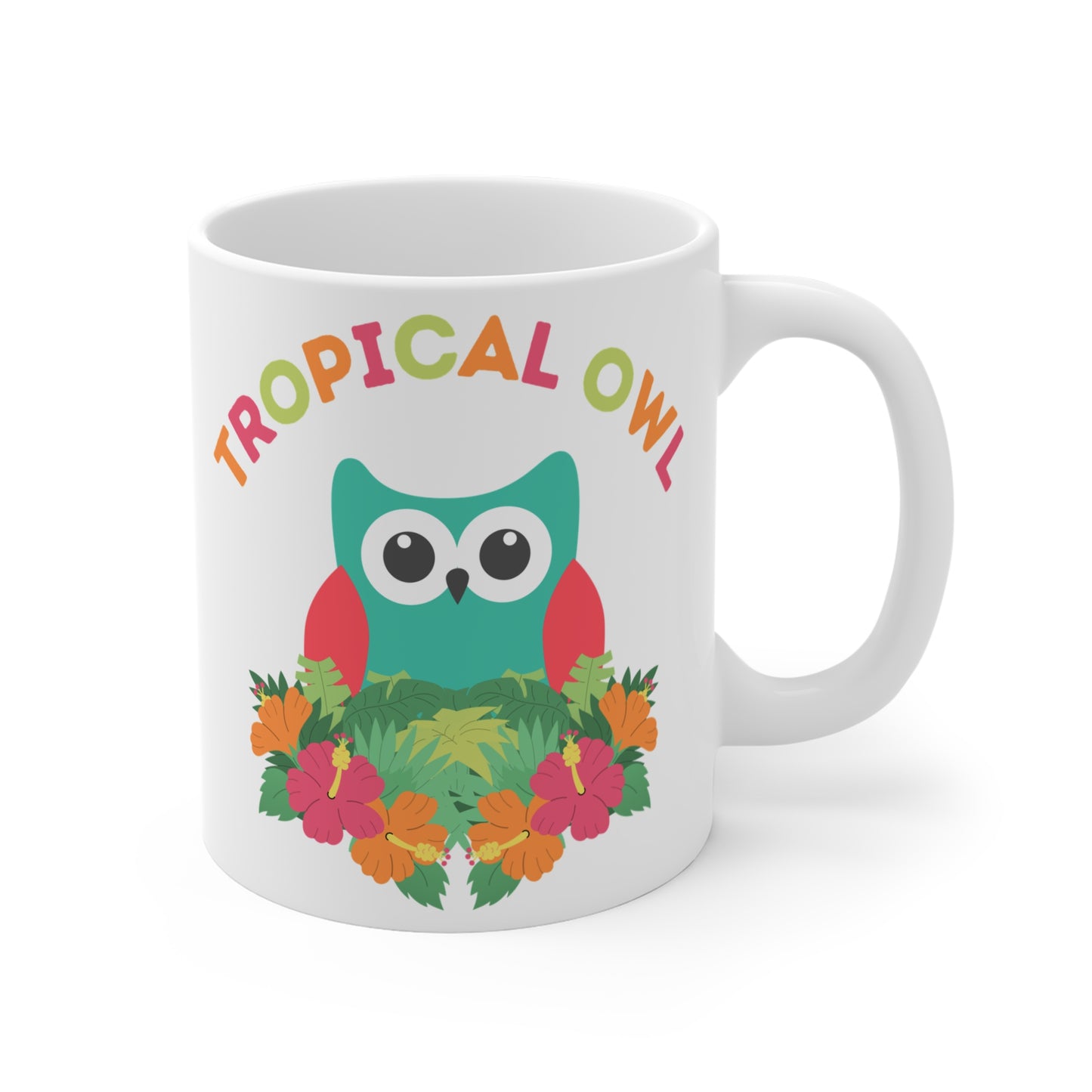 Tropical Owl Mug for Bird Lovers – Colorful Owl Coffee Mug | Birdwatching Gift