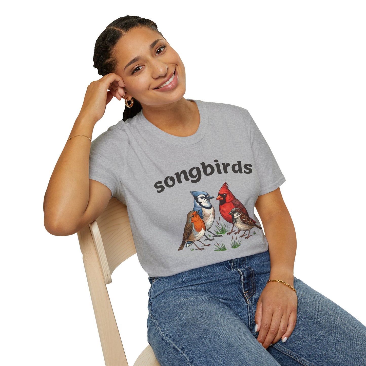 North American Songbirds Vintage T-Shirt – Retro Field Guide Illustration Tee for Bird Lovers