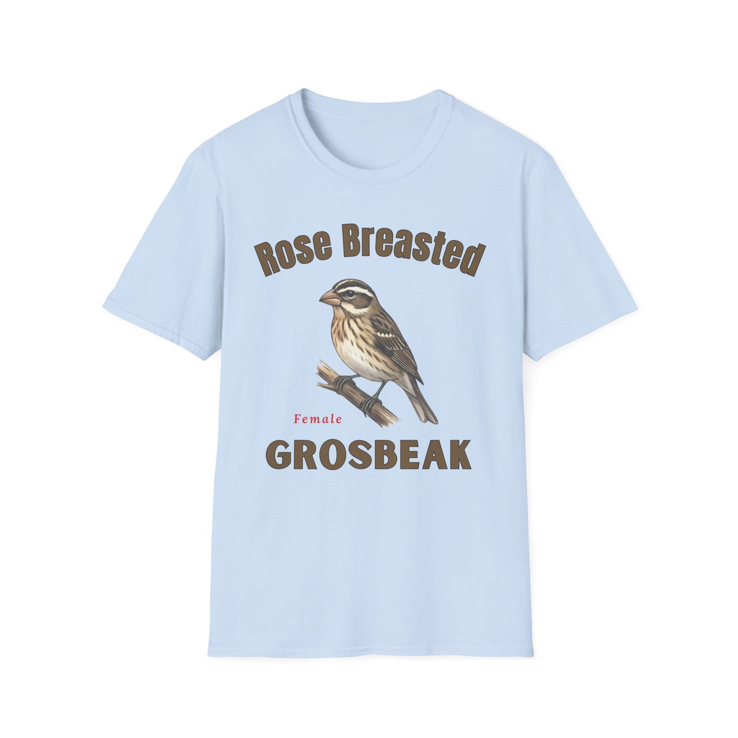 Rose-Breasted Grosbeak Female T-Shirt — Vintage Bird Illustration Tee for Birdwatchers