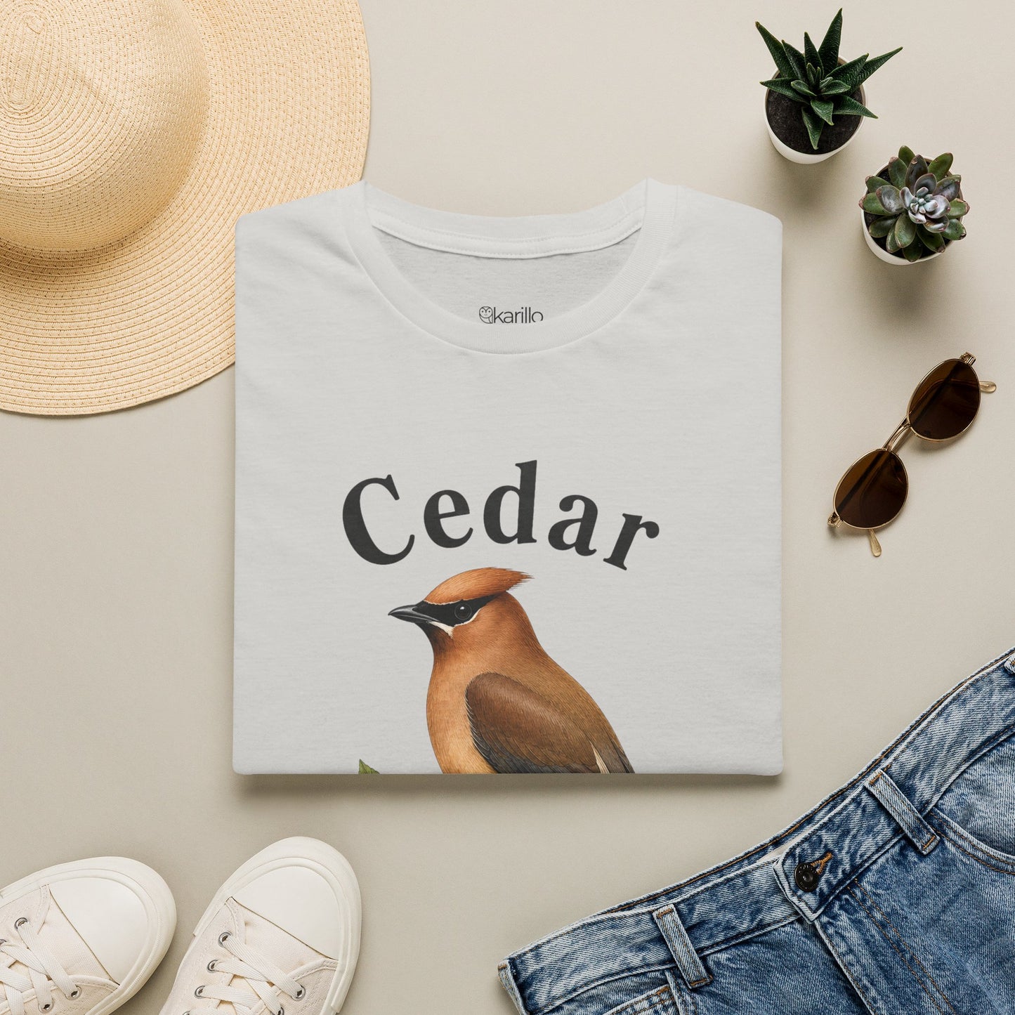 Cedar Waxwing Bird T‑Shirt — Vintage Songbird Graphic Tee