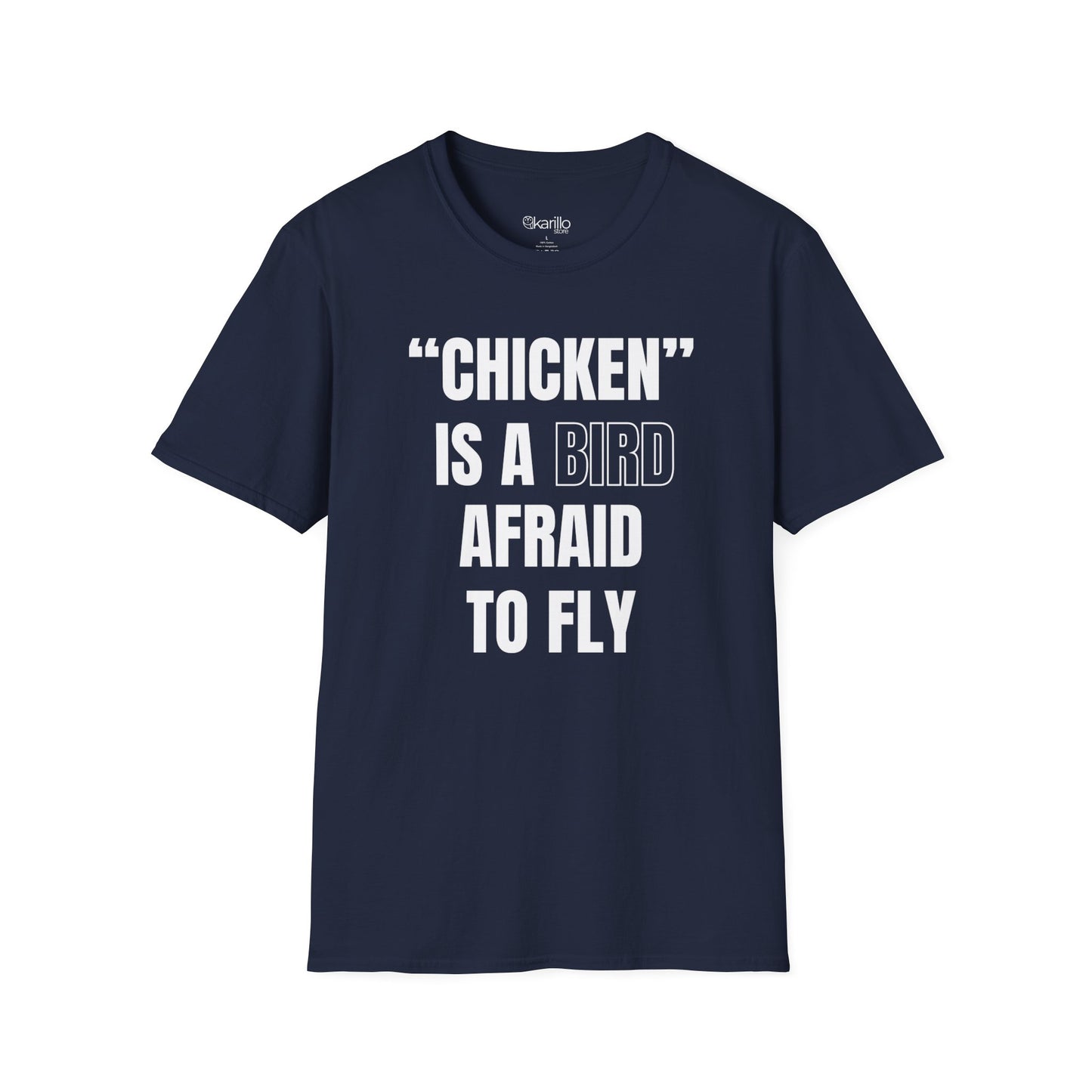 front view of navy blue t-shirt with Funny Birdwatcher Quote Design