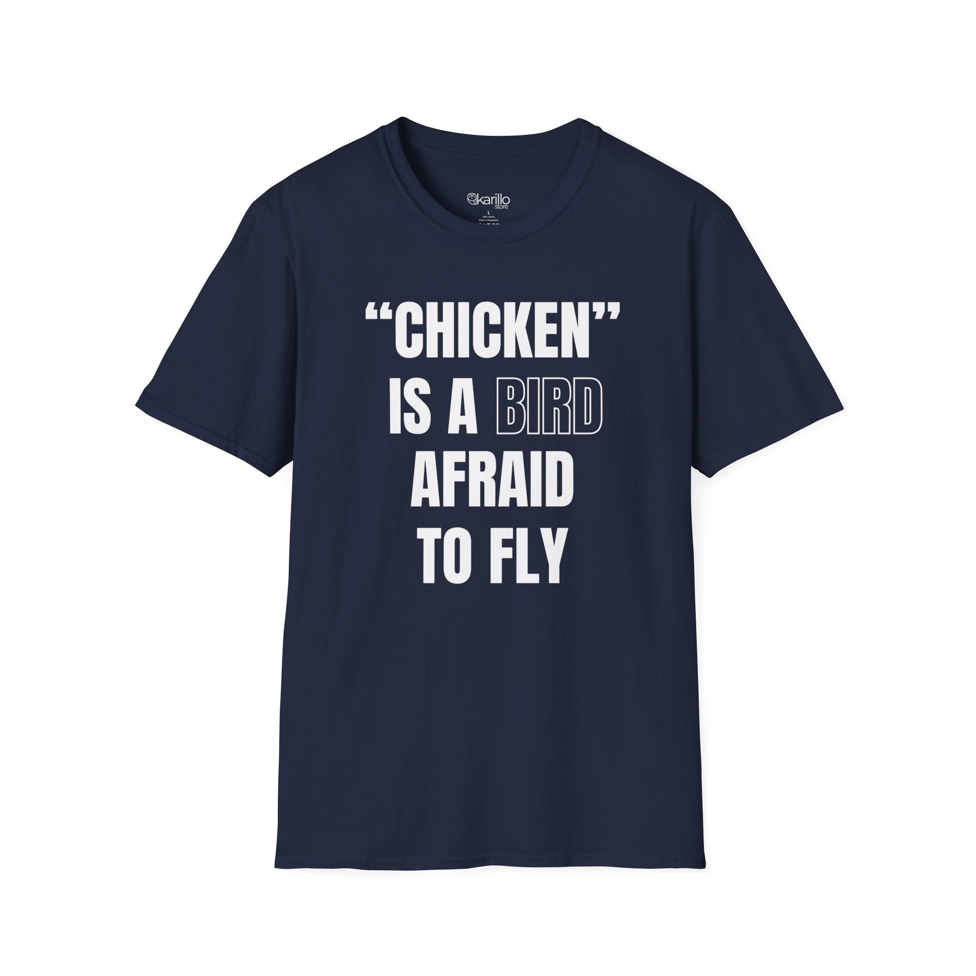 front view of navy blue t-shirt with Funny Birdwatcher Quote Design
