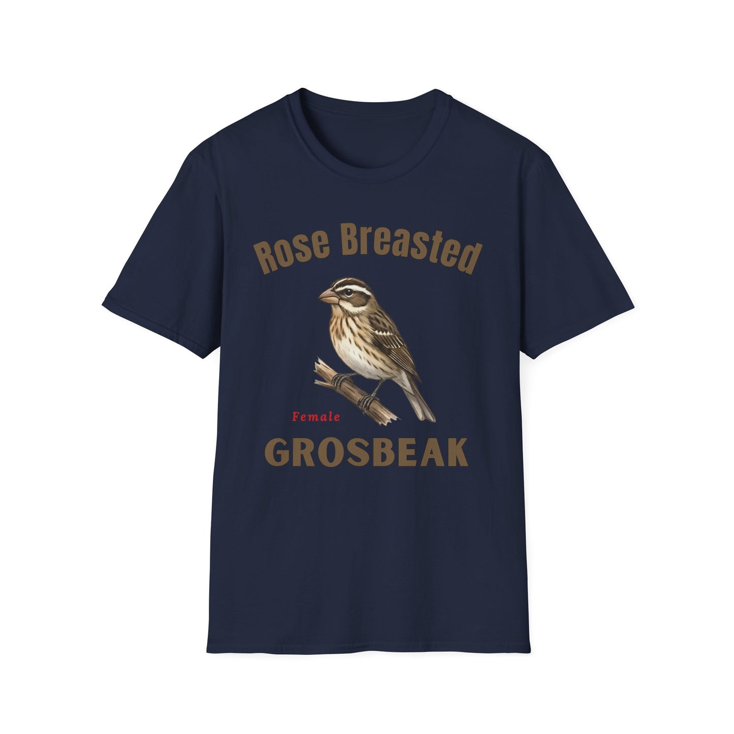 Rose-Breasted Grosbeak Female T-Shirt — Vintage Bird Illustration Tee for Birdwatchers