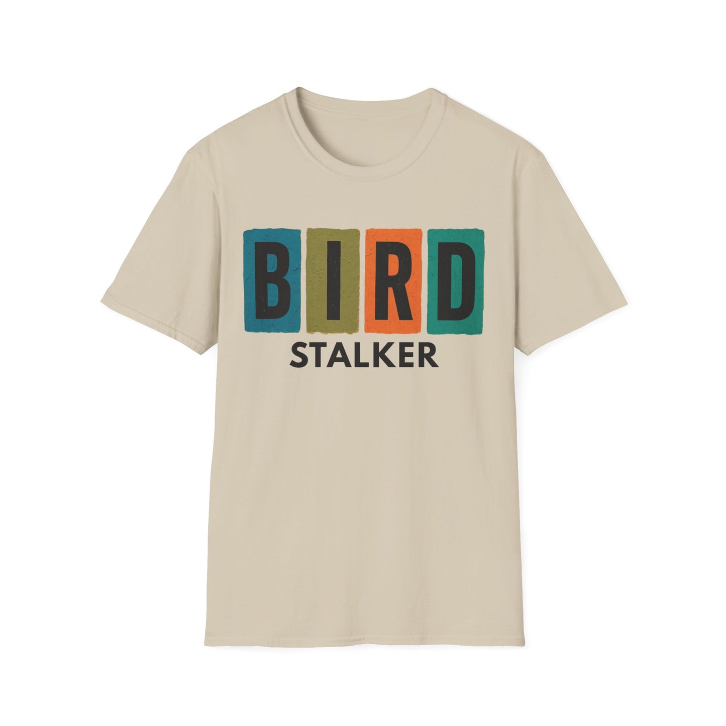 Bird Stalker T-Shirt — Retro Block Letter Birdwatching Tee