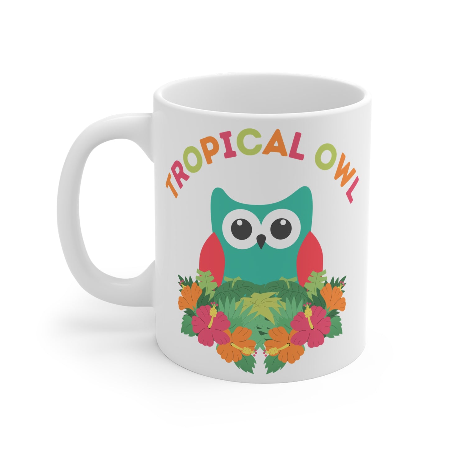 Tropical Owl Mug for Bird Lovers – Colorful Owl Coffee Mug | Birdwatching Gift