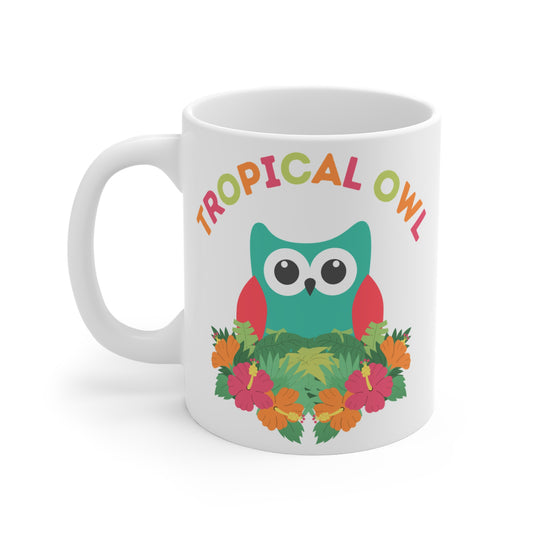 Tropical Owl Mug for Bird Lovers – Colorful Owl Coffee Mug | Birdwatching Gift