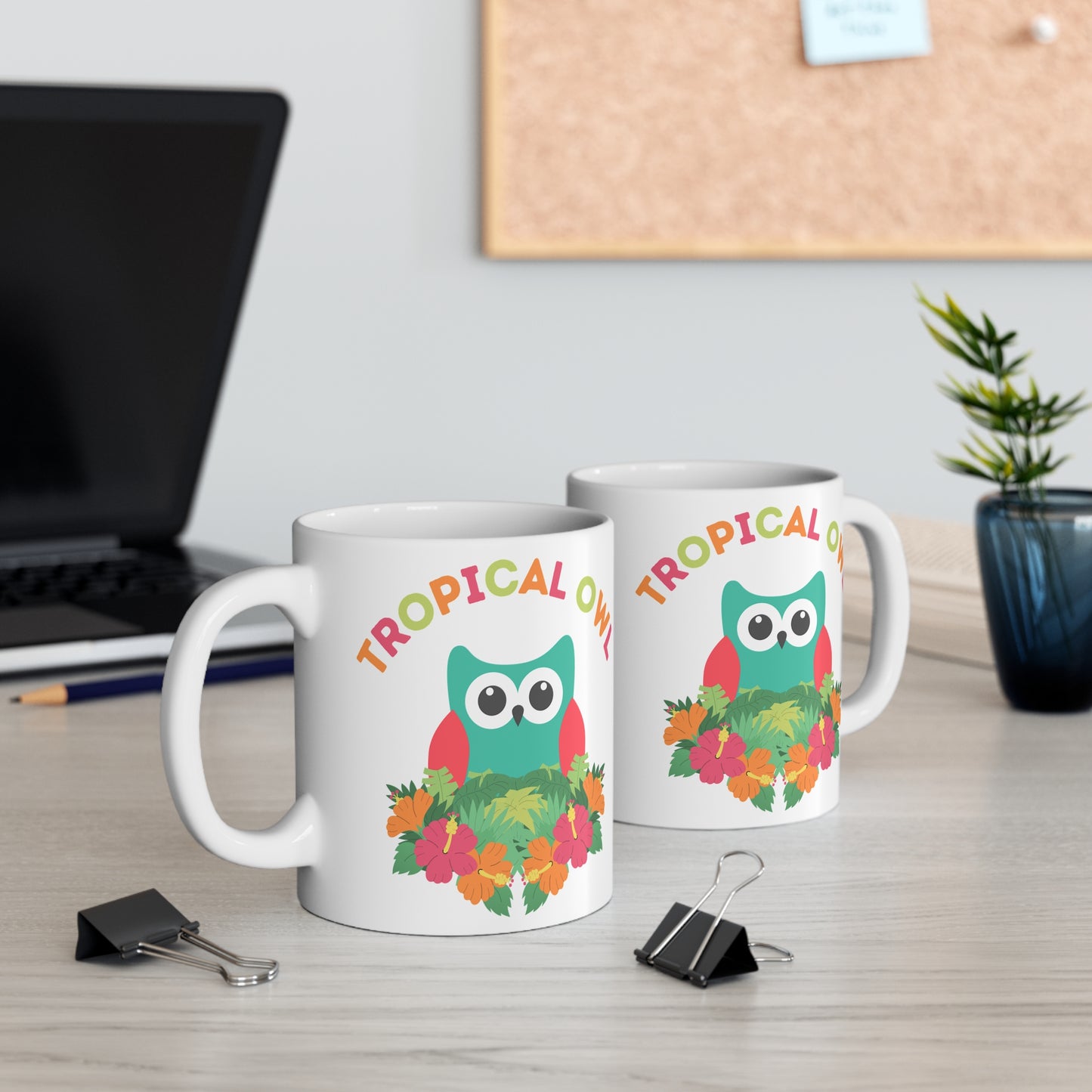 Tropical Owl Mug for Bird Lovers – Colorful Owl Coffee Mug | Birdwatching Gift