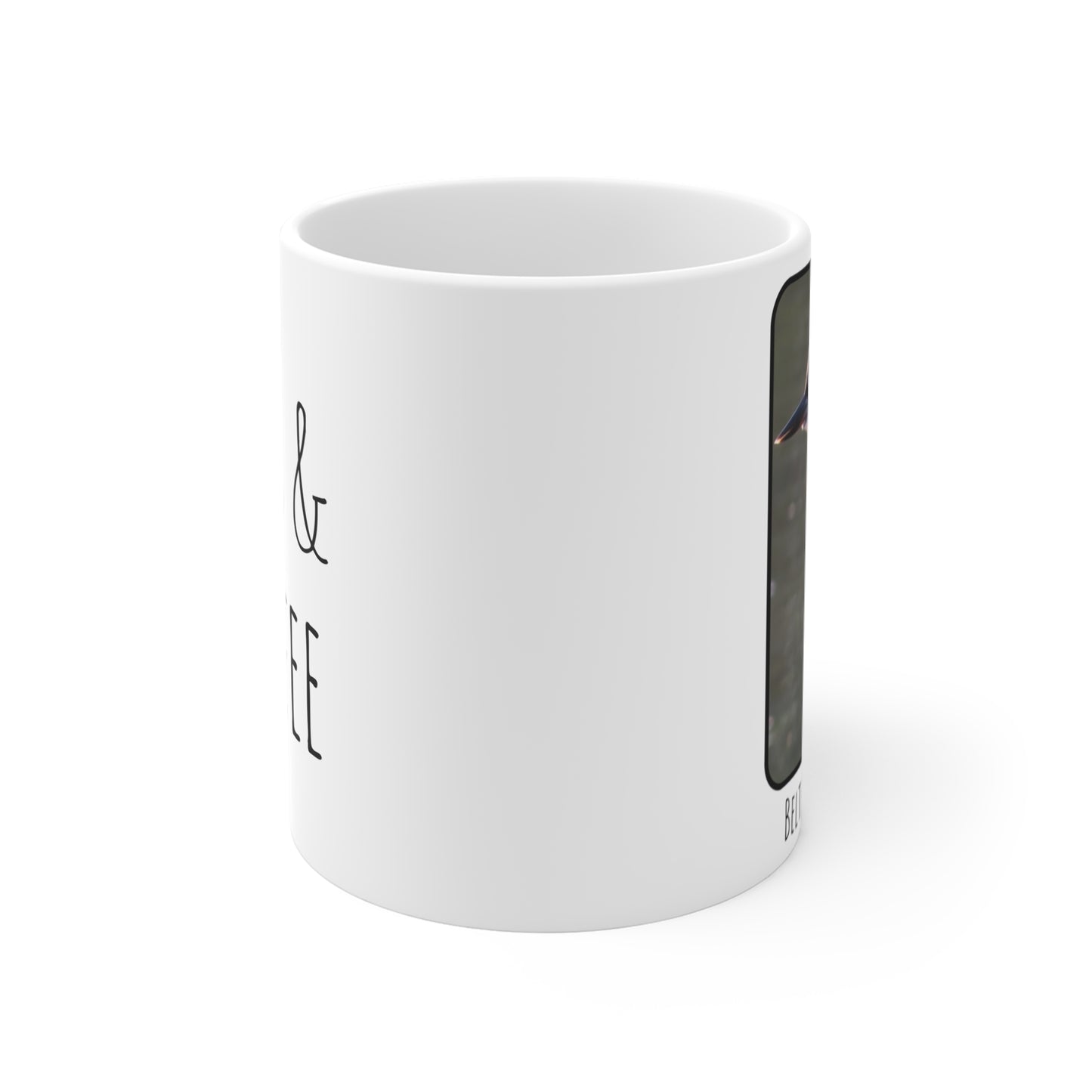 Birds & Coffee, Belted Kingfisher Ceramic Mug