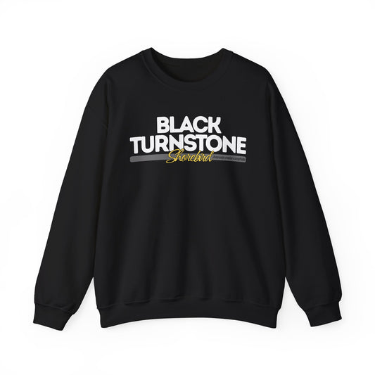 Black sweatshirt with 'Black Turnstone' text on a white background