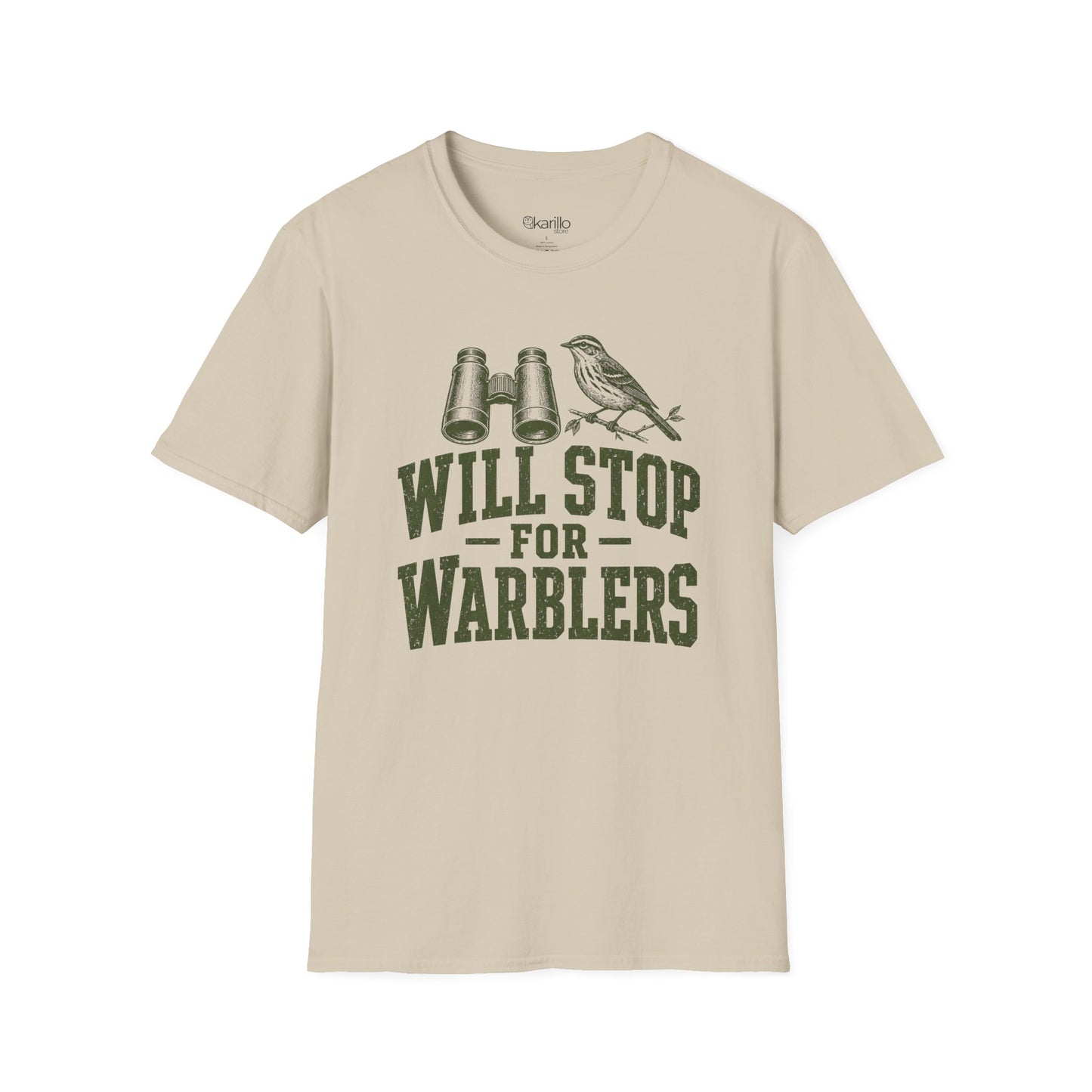 gray t-shirt with funny bird-themed graphic and text on a white background