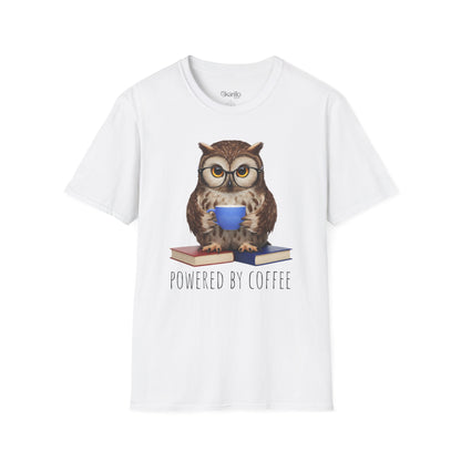 Owl Powered by Coffee Blue Unisex T-Shirt