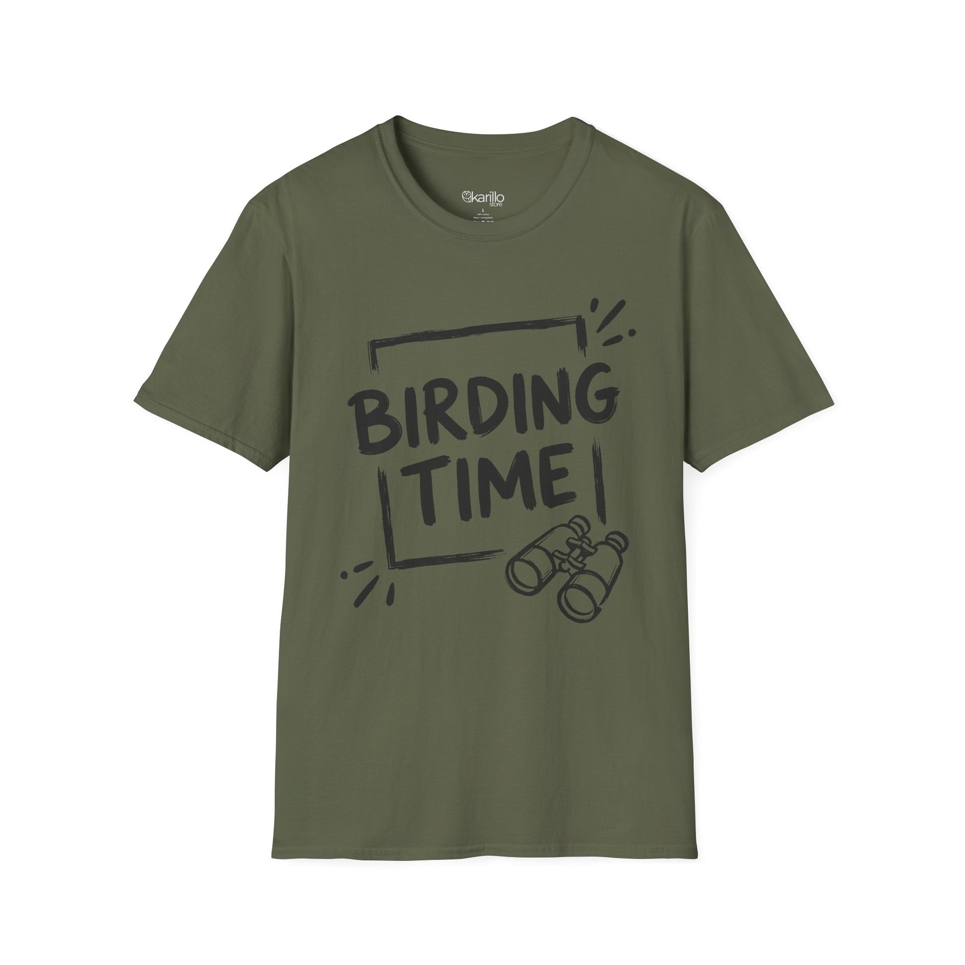 Military green t-shirt with alien graphic and text 'Aliens Drink Beer Too' on a white background