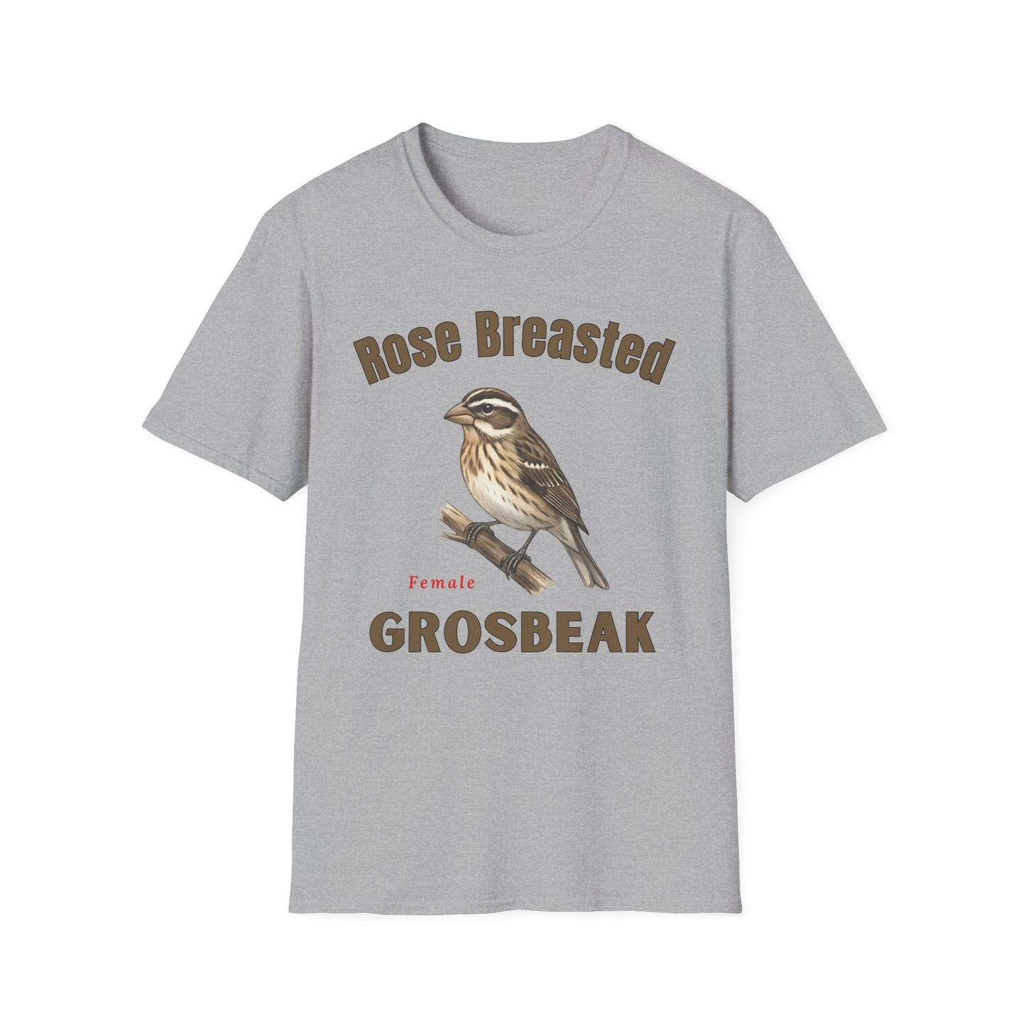 Rose-Breasted Grosbeak Female T-Shirt — Vintage Bird Illustration Tee for Birdwatchers