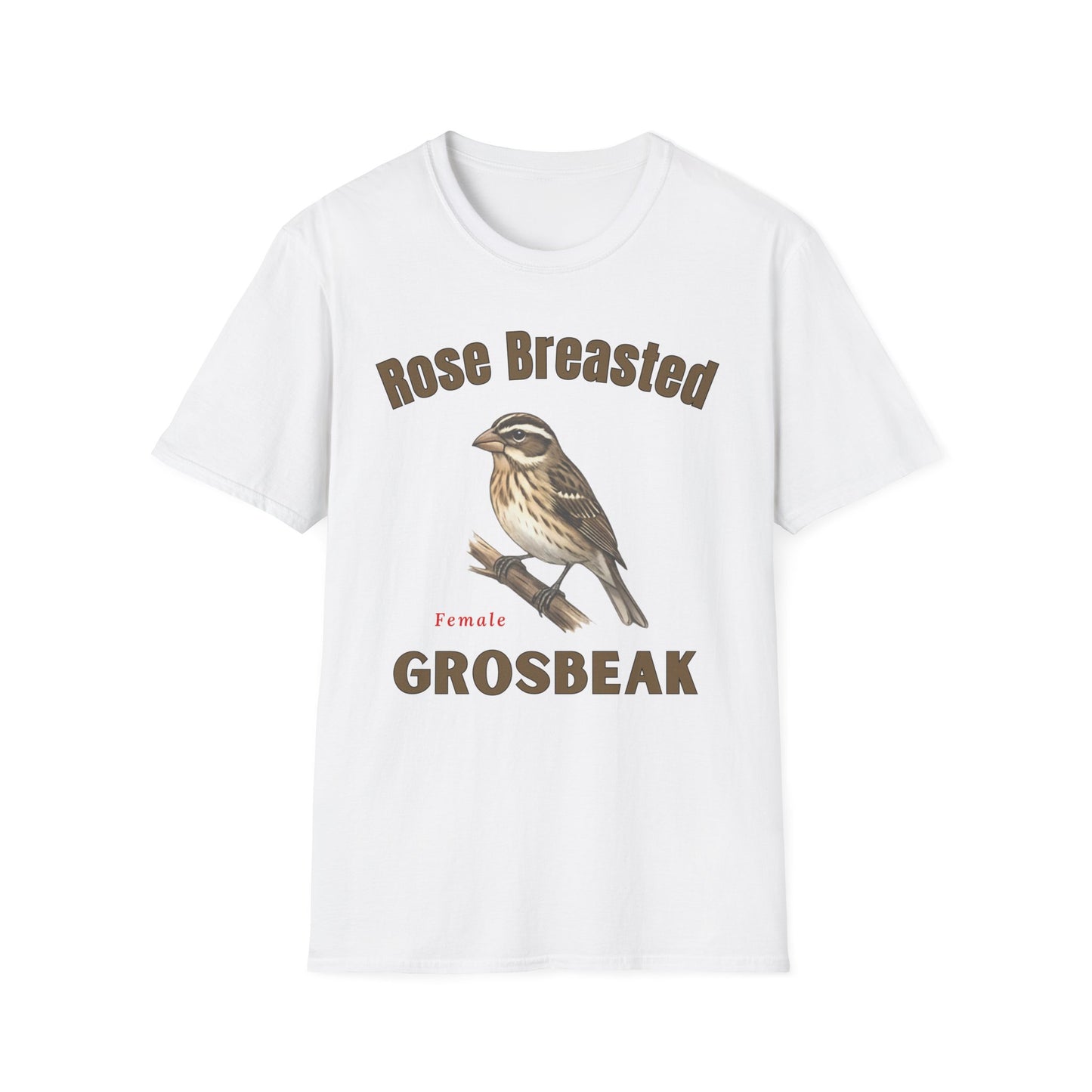 Rose-Breasted Grosbeak Female T-Shirt — Vintage Bird Illustration Tee for Birdwatchers