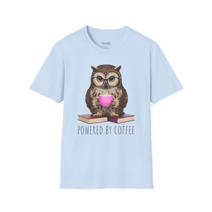 Owl Powered by Coffee Pink Unisex T-Shirt