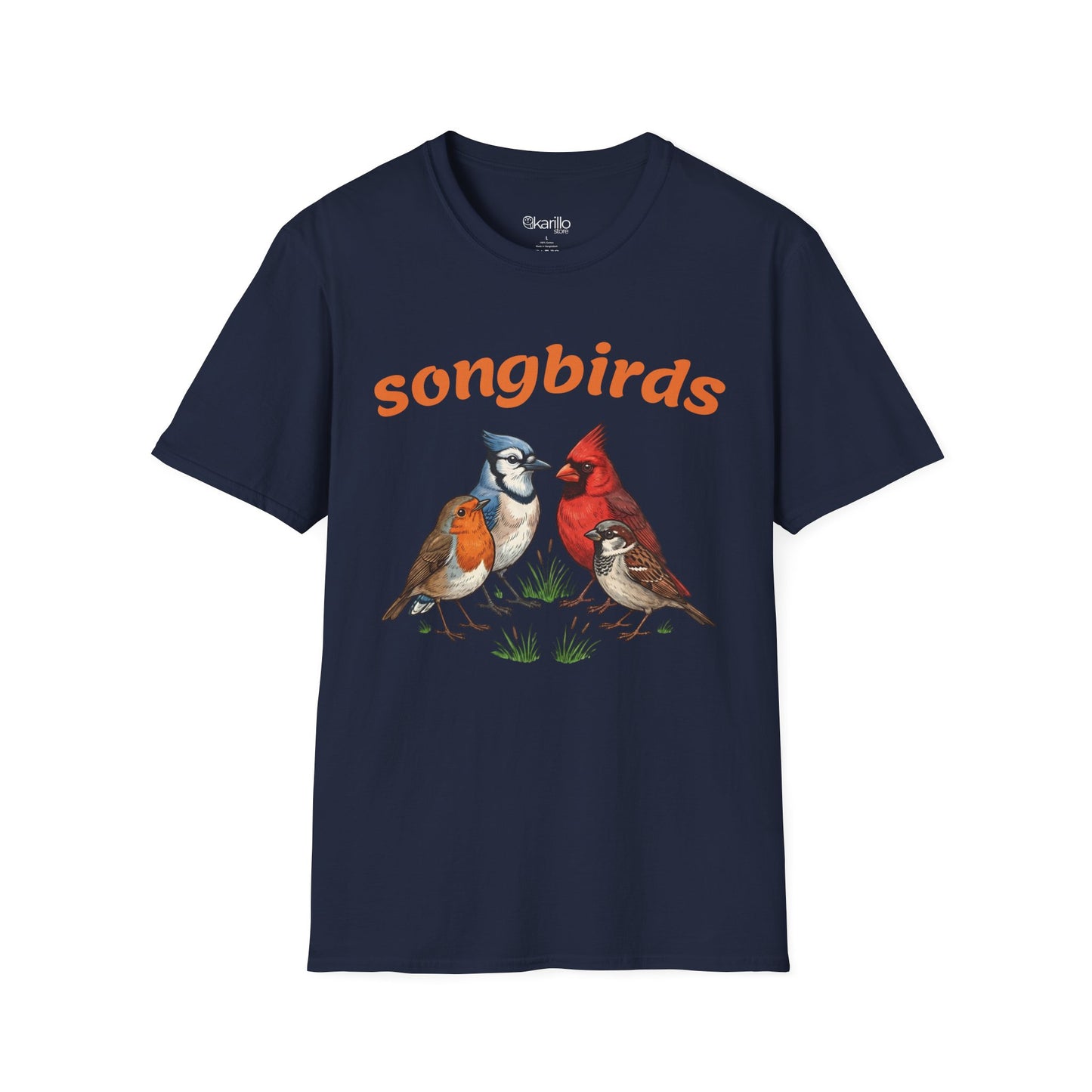 North American Songbirds Vintage T-Shirt – Retro Field Guide Illustration Tee for Bird Lovers