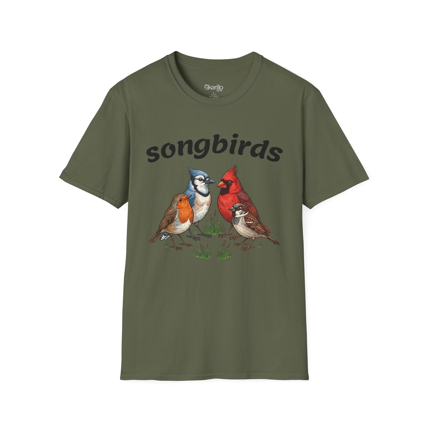 North American Songbirds Vintage T-Shirt – Retro Field Guide Illustration Tee for Bird Lovers