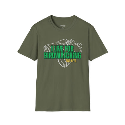 I Live for Birdwatching and Beer Unisex T-Shirt