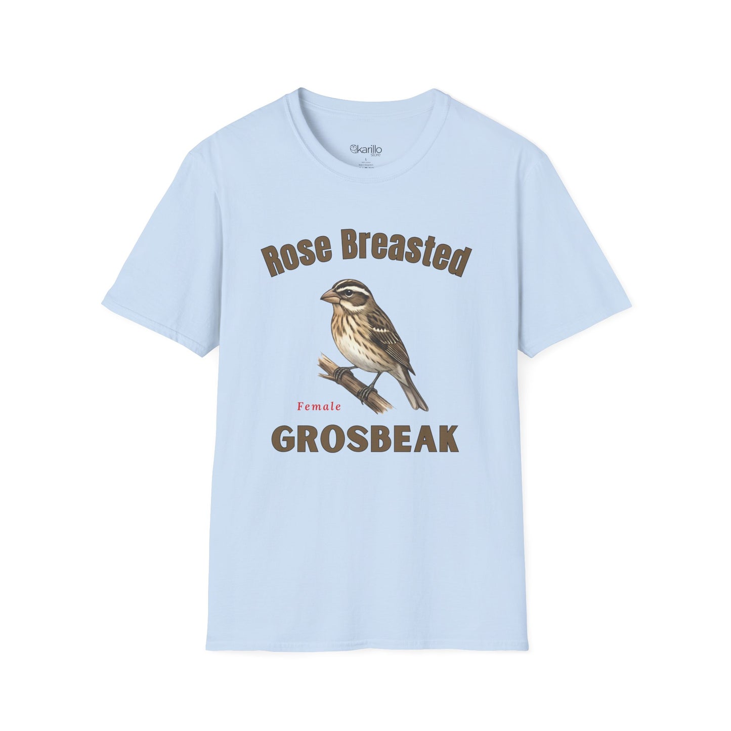 Rose-Breasted Grosbeak Female T-Shirt — Vintage Bird Illustration Tee for Birdwatchers