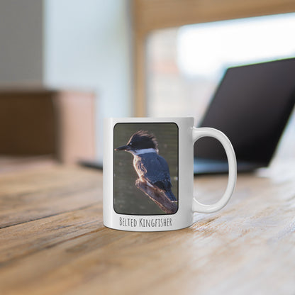 Birds & Coffee, Belted Kingfisher Ceramic Mug