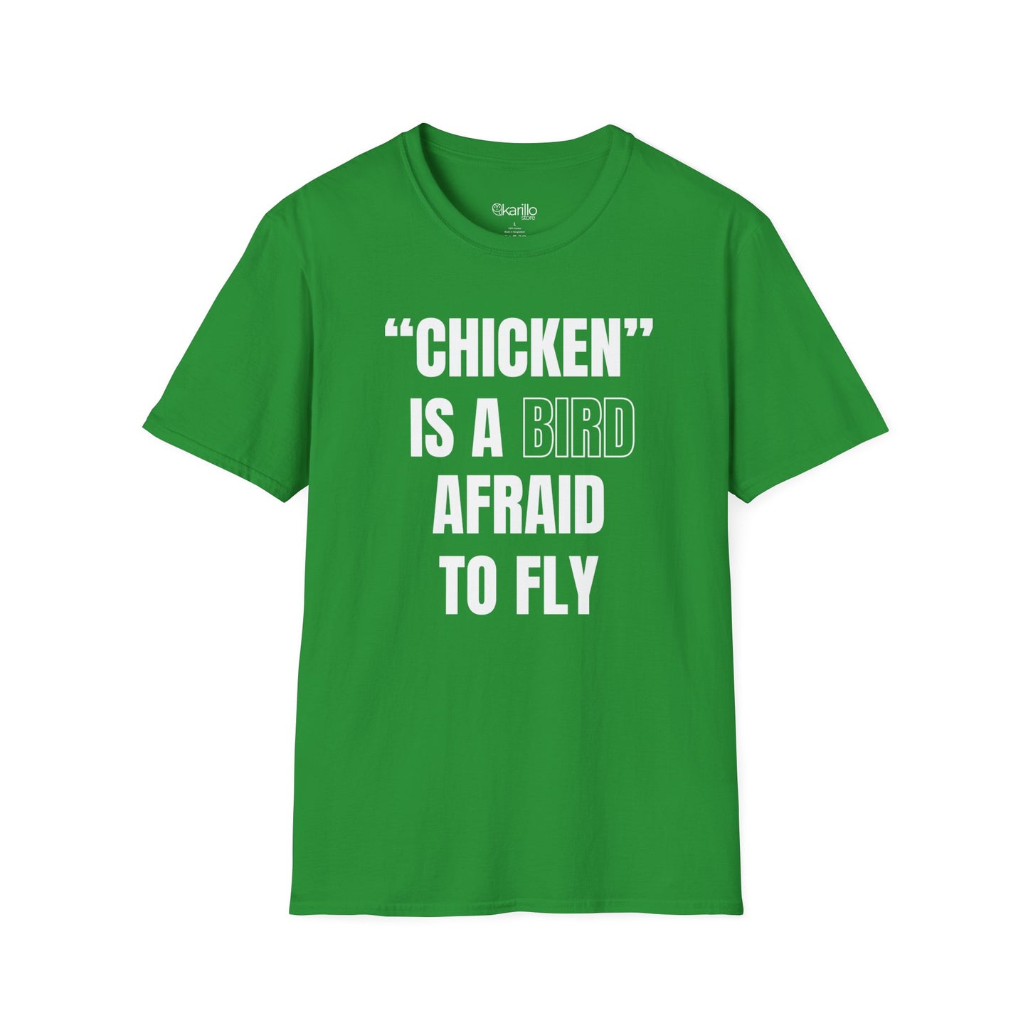 front view of green t-shirt with Funny Birdwatcher Quote Design