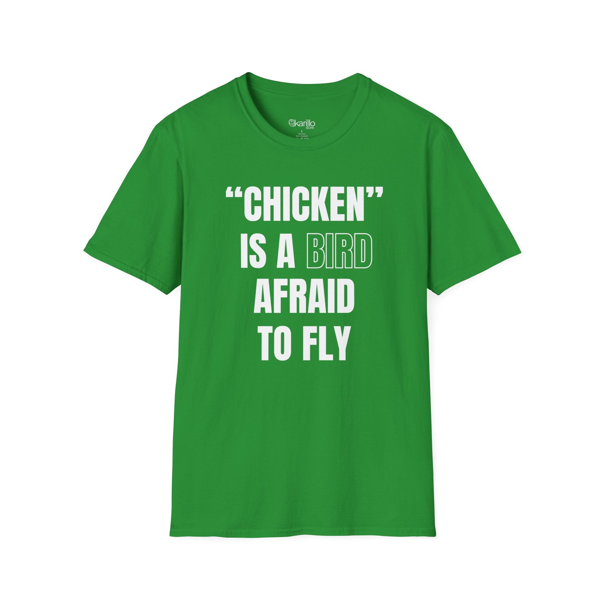 front view of green t-shirt with Funny Birdwatcher Quote Design