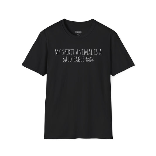 Front view of My Spirit Animal Is a Bald Eagle graphic t-shirt black color