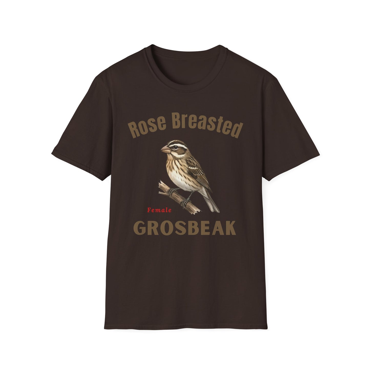 Rose-Breasted Grosbeak Female T-Shirt — Vintage Bird Illustration Tee for Birdwatchers