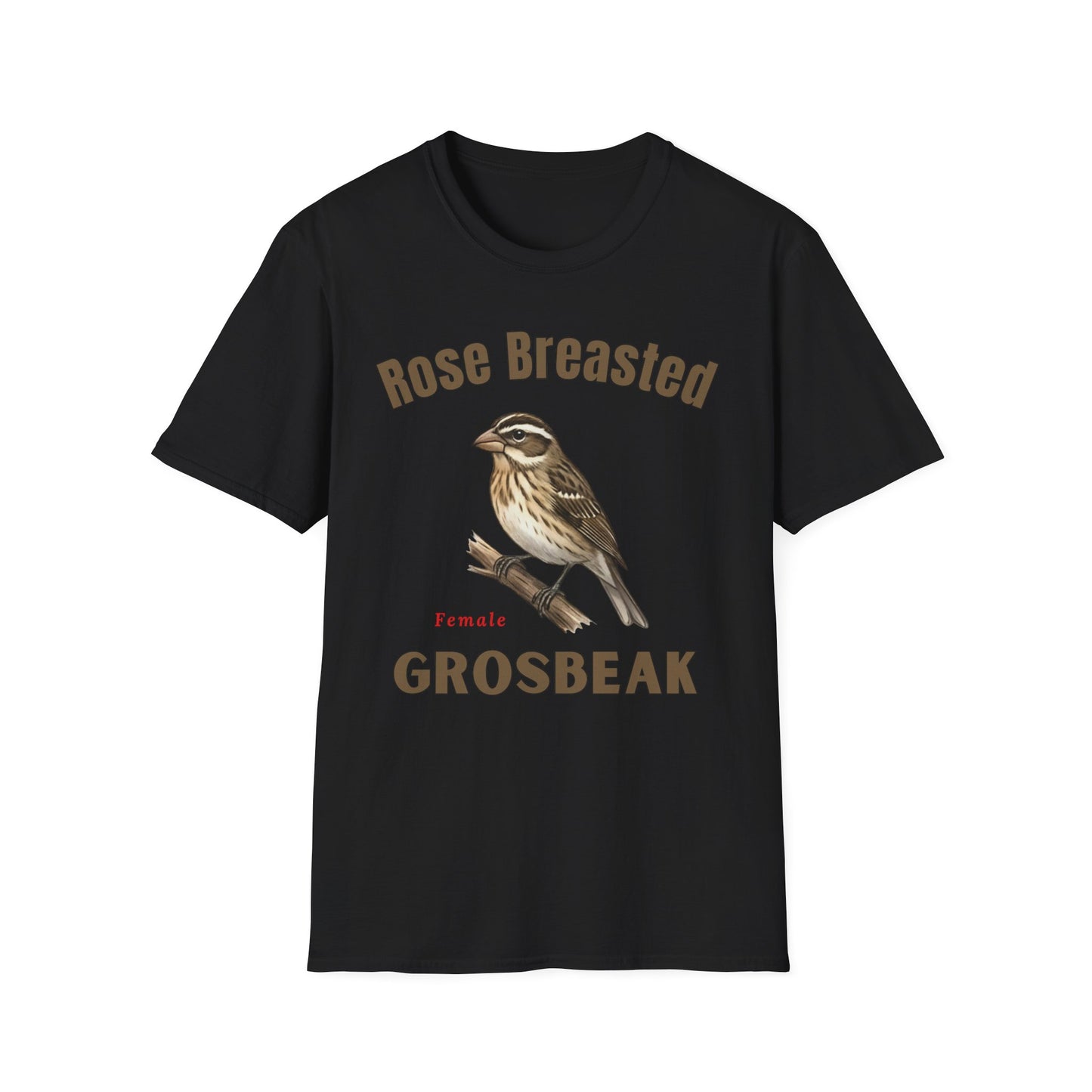 Rose-Breasted Grosbeak Female T-Shirt — Vintage Bird Illustration Tee for Birdwatchers