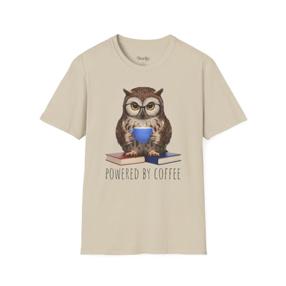 Owl Powered by Coffee Blue Unisex T-Shirt