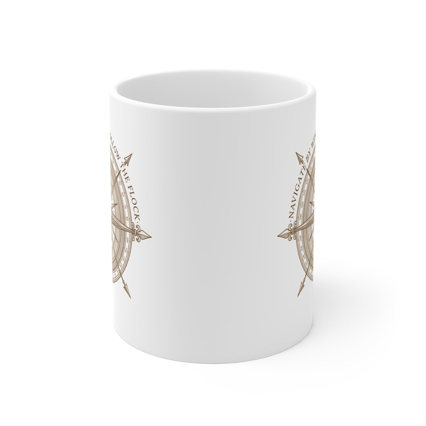 Compass Swallow Migration Ceramic Mug – Retro Nautical Birdwatching Coffee Cup for Bird Lovers