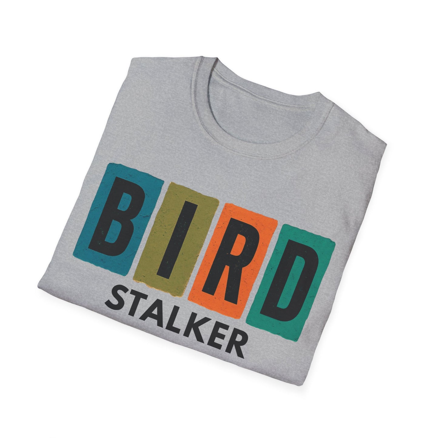 Bird Stalker T-Shirt — Retro Block Letter Birdwatching Tee