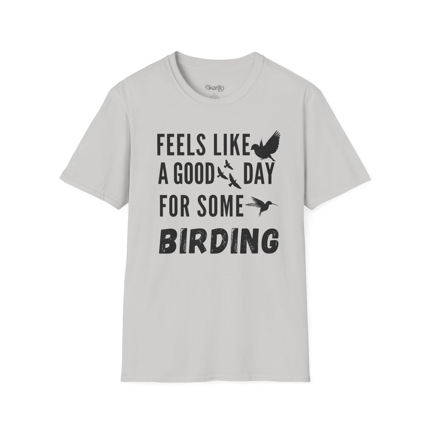 Front view of Feels Like a Good Day Birding Graphic T-Shirt light gray color