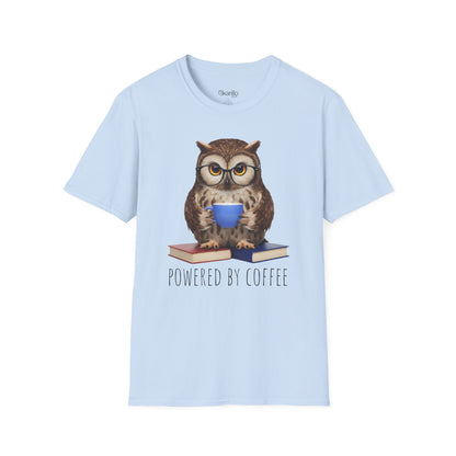 Owl Powered by Coffee Blue Unisex T-Shirt