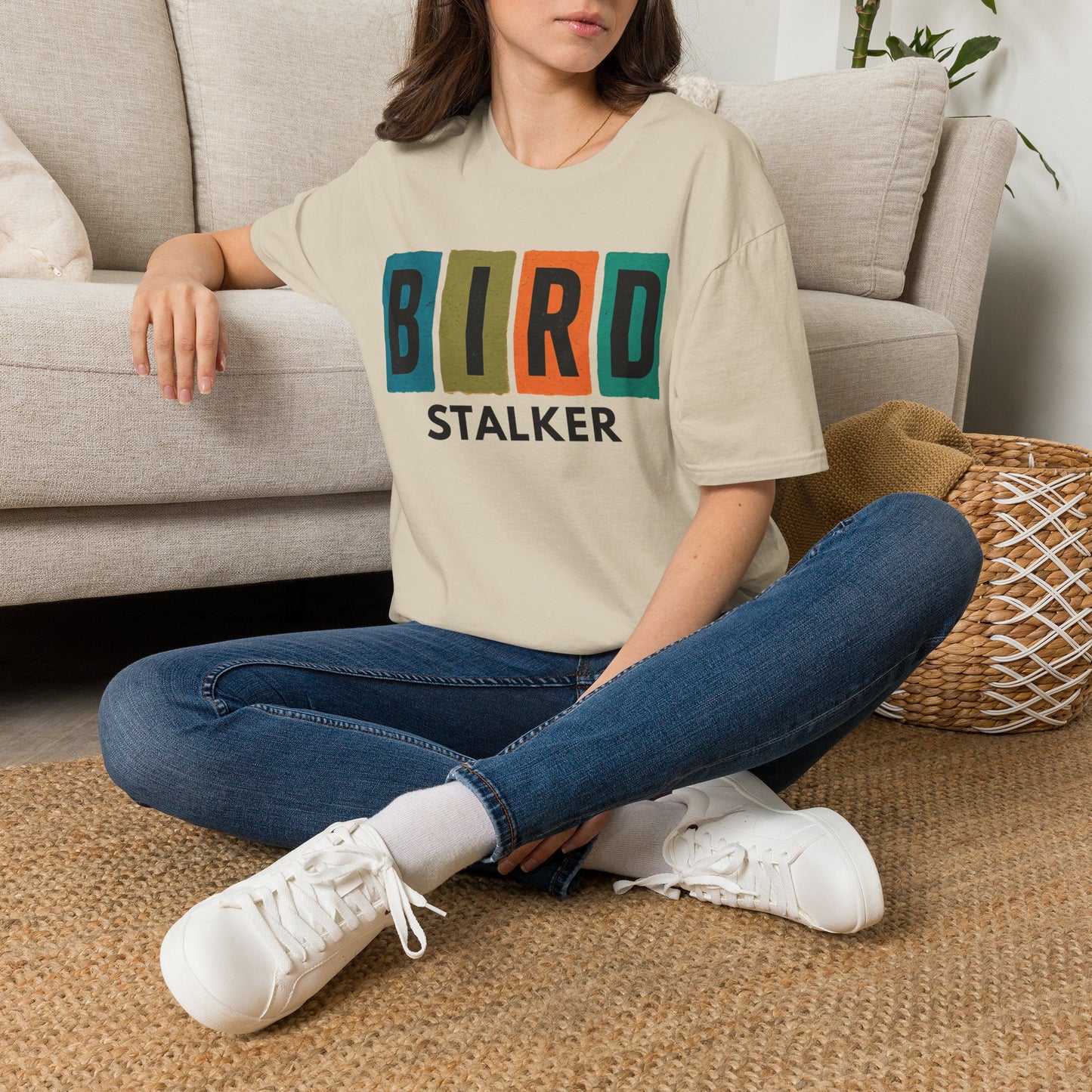 Bird Stalker T-Shirt — Retro Block Letter Birdwatching Tee